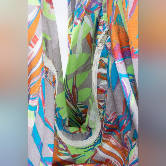 Boho Chic Beach Yoga Hobo Shoulder Bag - Multi Colored Tropical Palm Frond Print - Picture 7 of 8